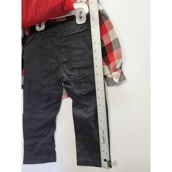 DKNY  Size 24M Set Of 3, Red Vest/ Black Pants/ Red Plaid Button Up Long Sleeve - Picture 15 of 16